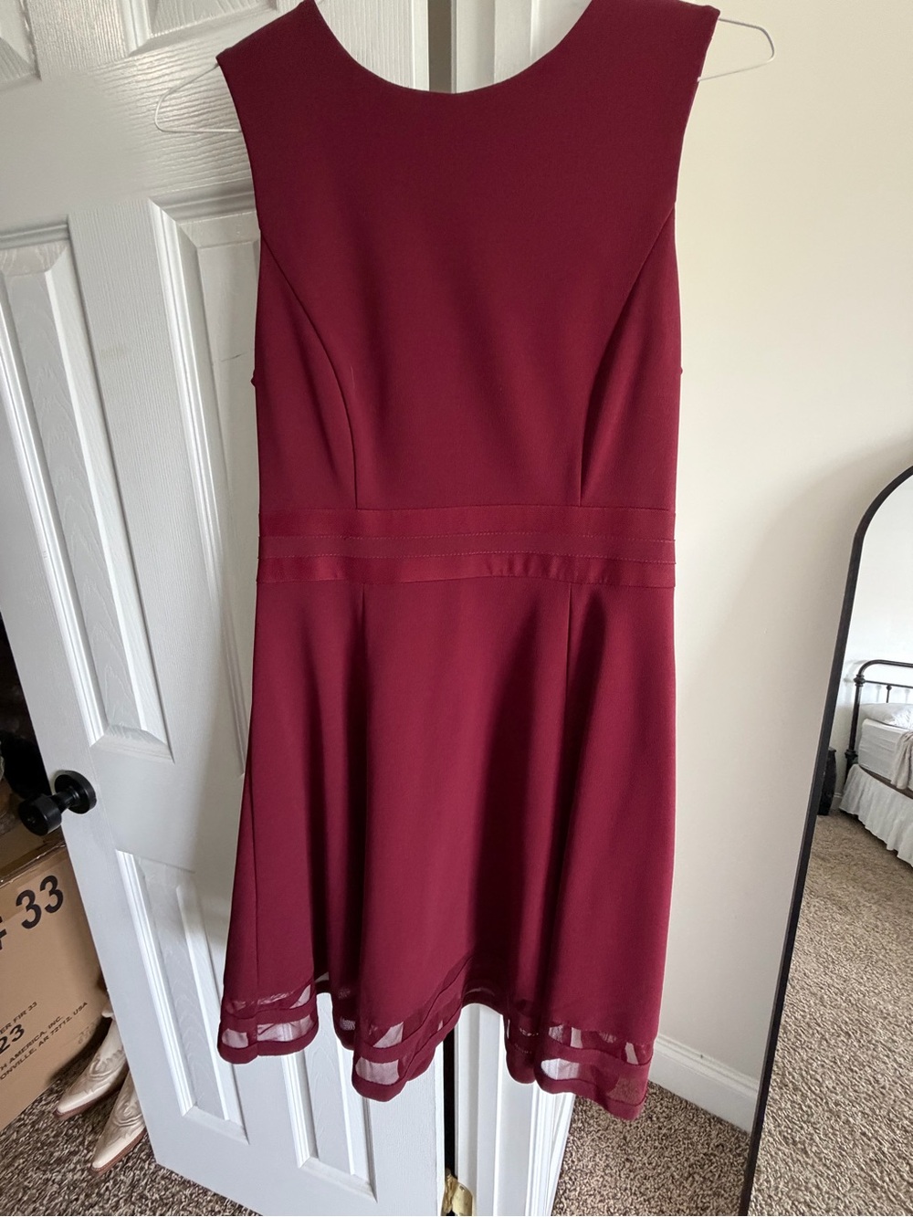 Calvin Klein Sleeveless Burgundy Skater Dress
